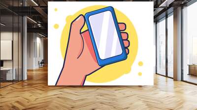 Hand Holding a Smartphone Vector Illustration Wall mural