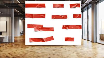 Realistic Red Tape Collection Isolated Background Wall mural