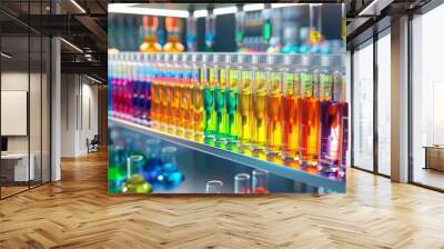 3d illustration of science test tubes bokeh style background Wall mural