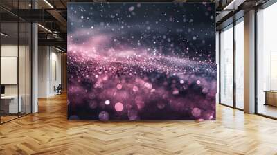 A dark blue and purple galaxy pattern with a lot of glitter bokeh style background Wall mural