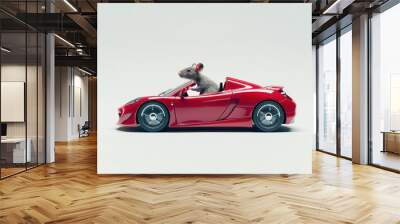 rat driving a sports car Wall mural