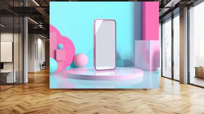 Smartphone mockup on a colorful background Wall mural