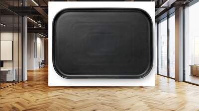 Top view of empty black tray isolated on white background Wall mural