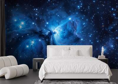 Pleiades Star Cluster - space, stars, galaxy, nebula, cosmos, universe, astrophotography, deep space, celestial, night sky, astronomy, blue, dark, interstellar Wall mural