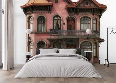 Bohemian Quadruplex House: Photorealistic 3D Render on White Background 2 Wall mural