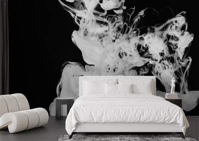 White ink in water isolated on black background  Wall mural