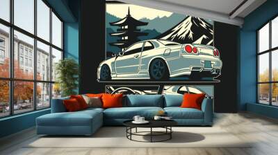 car design illustration, street culture Wall mural