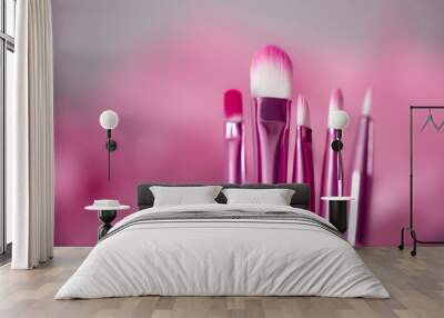 pink professional cosmetic brush  Wall mural