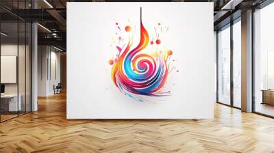 Abstract note creating music on a light background. Creation of melody. Illustration Wall mural