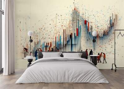 illustration of graphs and charts Wall mural