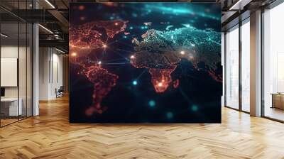 A Digital Representation of the Earth with Interconnected Networks Wall mural