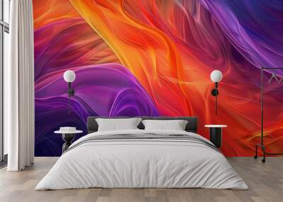 Abstract Orange and Purple Swirls, Evoking a Sense of Cosmic Energy and Unbounded Creativity Wall mural