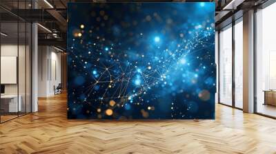 Network science and technology background, technology and communication, connected lines and dots big data molecular Holographic concept background Wall mural