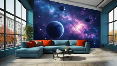 shining stars galaxy in space. spiral galaxy and stars. Panorama milky way galaxy. Space dark background. Wall mural