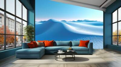 illustration of blue sand dunes with blue sky Wall mural