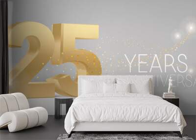 25 years anniversary vector icon, logo. Isolated graphic design with 3D number for 25th anniversary Wall mural