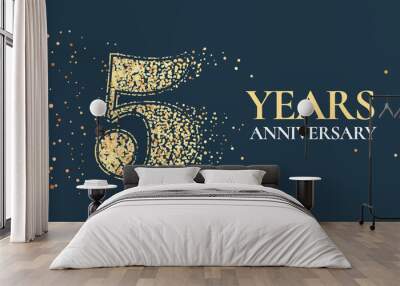 5 years anniversary celebration vector icon, logo Wall mural