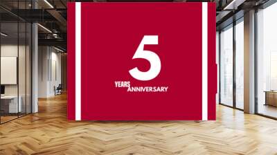 5 years anniversary set of vector icons, logo. Design element with graphic style number Wall mural