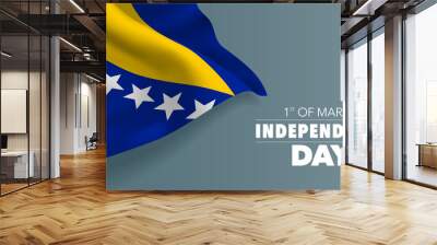 Bosnia and Herzegovina independence day greeting card, banner with template text vector illustration. Wall mural