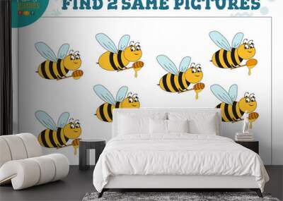 Find two same pictures kids game vector illustration Wall mural