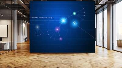 HUD technology vector abstract background. Artificial intelligence, big data Wall mural