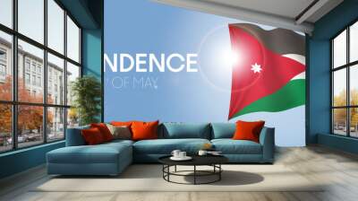 Jordan happy independence day greeting card, banner with template text vector illustration Wall mural