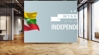 Myanmar happy independence day greeting card, banner vector illustration Wall mural