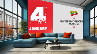 Myanmar independence day greeting card, banner, vector illustration Wall mural