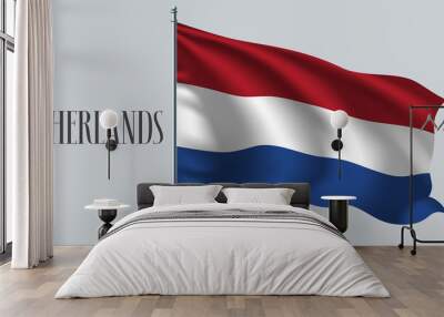 Netherlands waving flag on flagpole vector illustration Wall mural