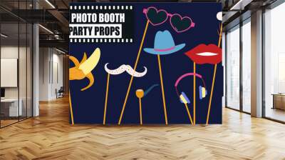 Photo booth props collection vector illustration Wall mural