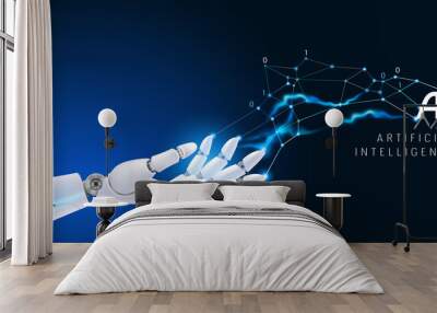 Robot or cyborg hand controls big data information vector abstract background Wall mural