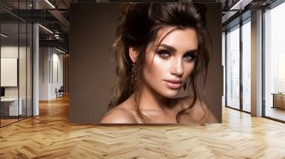 Beautiful woman with professional make up and hairstyle Wall mural