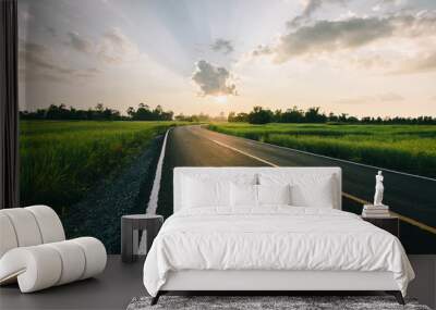 Road asphalt empty summer background (Spring, Autumn) Wall mural