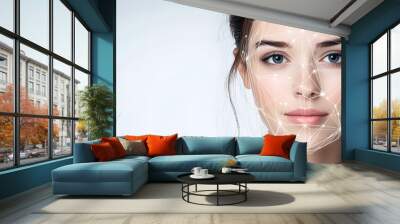 face detection  detect faces in an image, identify key facial features, and get the contours of detected faces. Wall mural