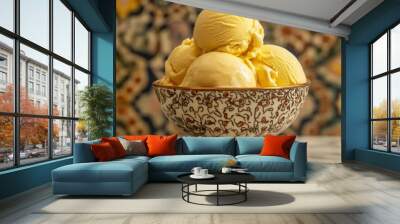 A bowl of ice cream with four scoops of ice cream in it Wall mural