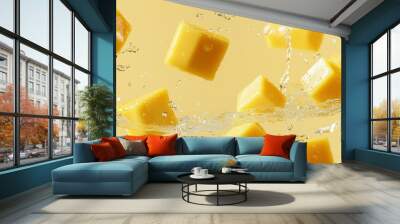 A close up of yellow cubes in a pool of water Wall mural