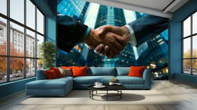 business people shaking hands in the office Wall mural