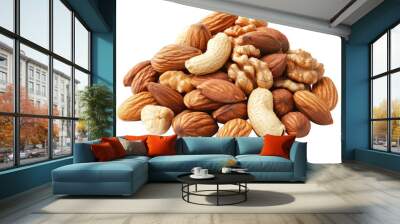 A nut almond isolated on white transparent background Wall mural