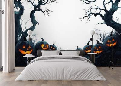 Realistic halloween background with creepy landscape of night sky fantasy forest  Wall mural