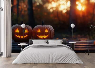 Halloween Pumpkin on a Countertop with Negative Space Wall mural