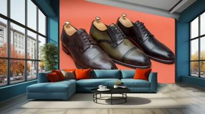 pair of black shoes italian design handmade  Wall mural