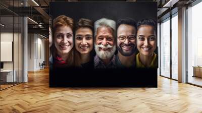 Diverse Group of people Happiness,Diversity, Equity, Inclusion, and Belonging (DEIB) with a powerful image that represents diverse individuals coming together, banner Wall mural