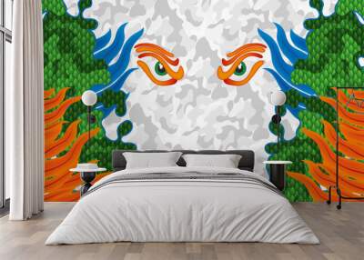 Dragon motifs in a color version Wall mural