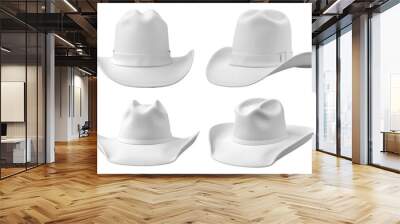 Four white cowboy hats from different angles Wall mural