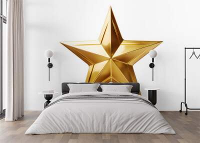 Golden five-pointed star on a transparent background. png file. Generative AI Wall mural