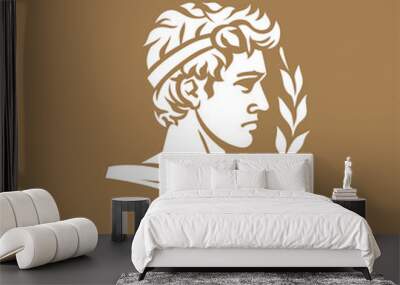 Roman profile illustration. Laurel wreath and classic style. Wall mural