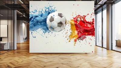 EM 2024 Football Soccer Fever abstract Artistic Explosion with ball the Countries meet Wallpaper Poster Brainstorming Map Magazine Background Cover Wall mural