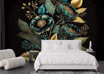 Florale Elemente Vintage Background Backdrop Cover AI Art Generative AI Digital ART Wall mural