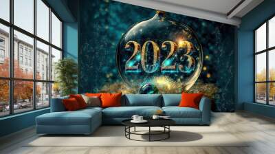 Happy New Year 2023 Backdrop Background Cover Digital Art with Generative AI Technology Wall mural