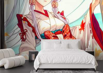 Manga Mangagirl Comic Anime Asiatisch Grafik Cartoon Generative AI Digital ART Illustration Backdrop  Hintergrund Cover  Wall mural